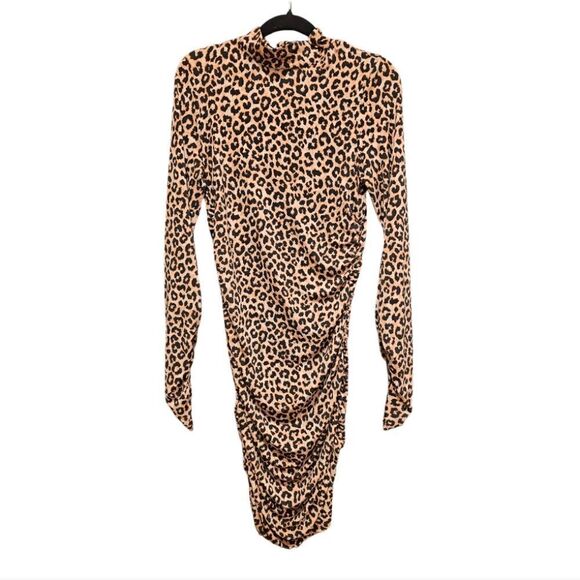 NWT LIKELY Leopard Long Sleeve Bodycon Dress - Size 12 - Picture 1 of 9